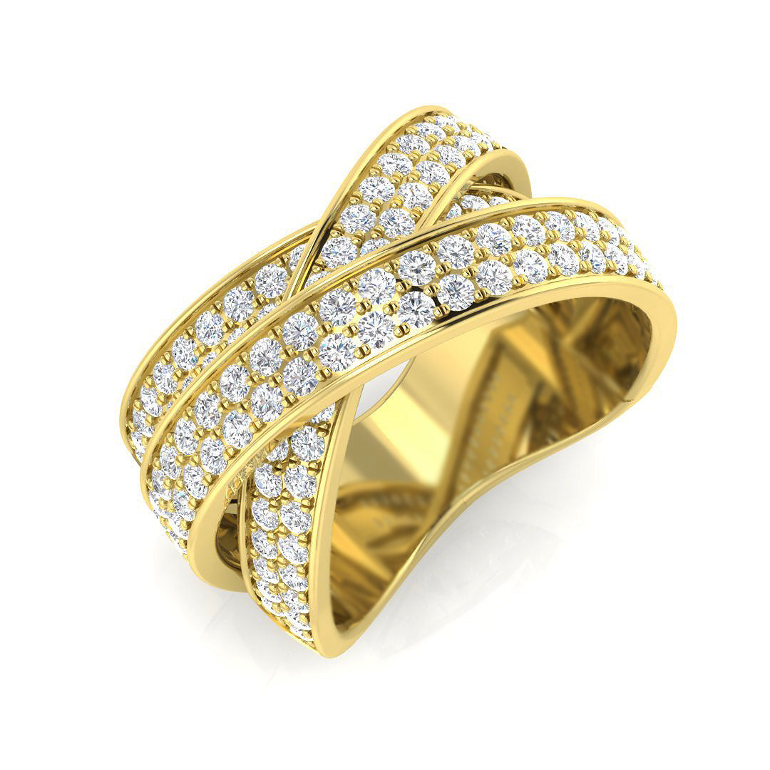 Round Diamond Pave Setting Designer Ring in 10K/14K gold and platinum with certified lab-grown or natural diamonds