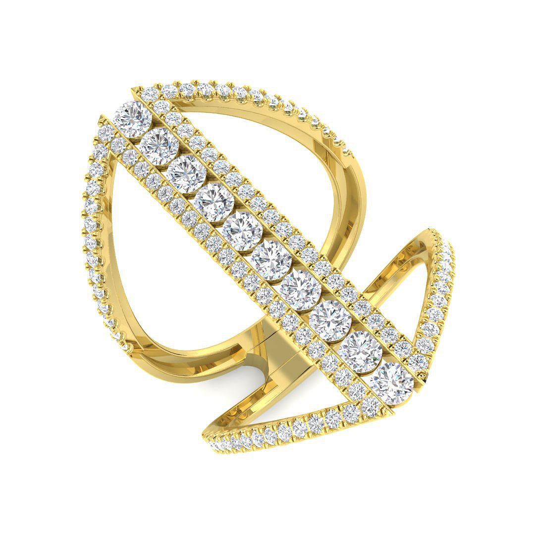 Diamond Fancy Statement Ring in 10K/14K gold and platinum with certified lab-grown or natural diamonds