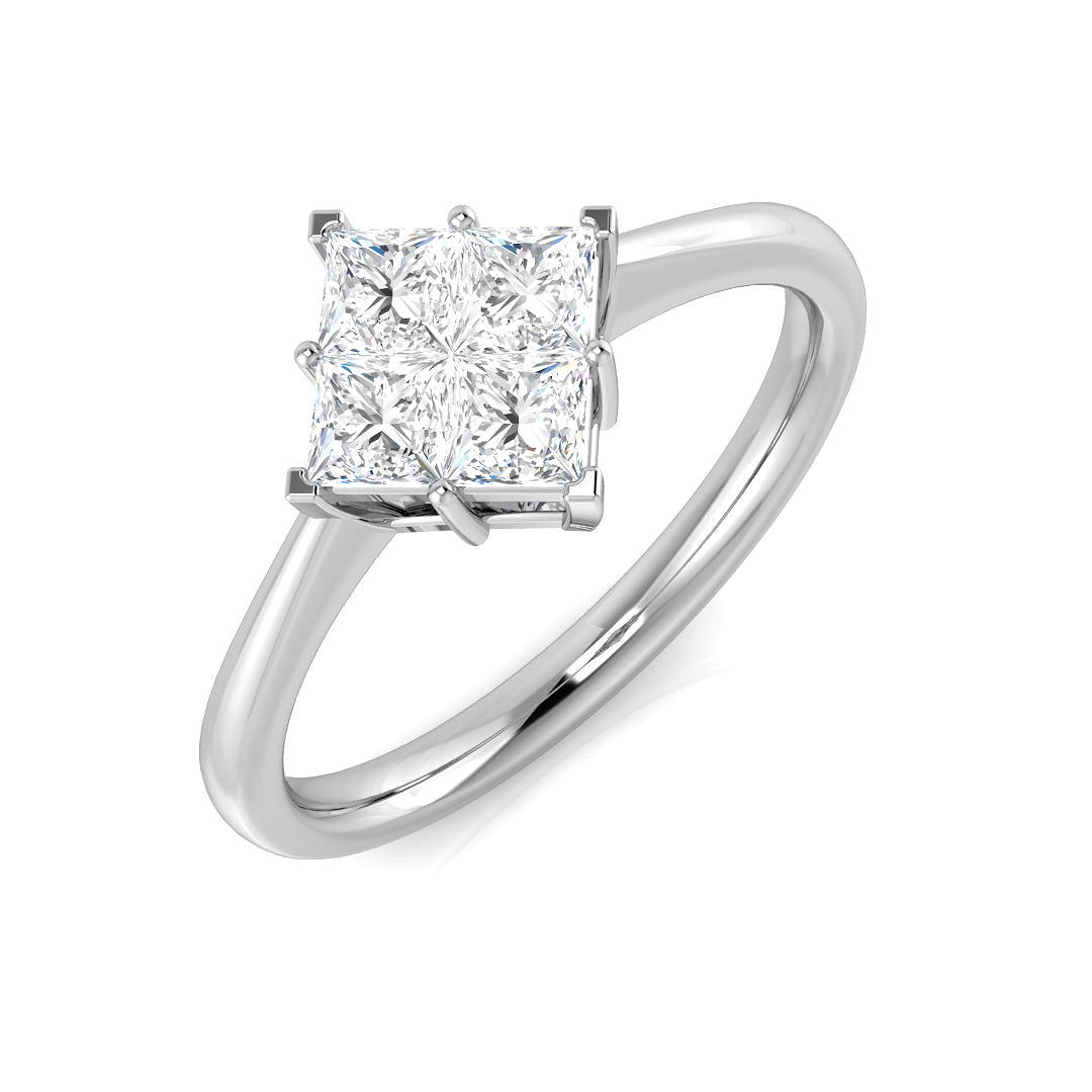 Princess Cut Diamond Cluster Ring 0.5ct Solitaire Style UK in 10K/14K gold and platinum with certified lab-grown or natural diamonds