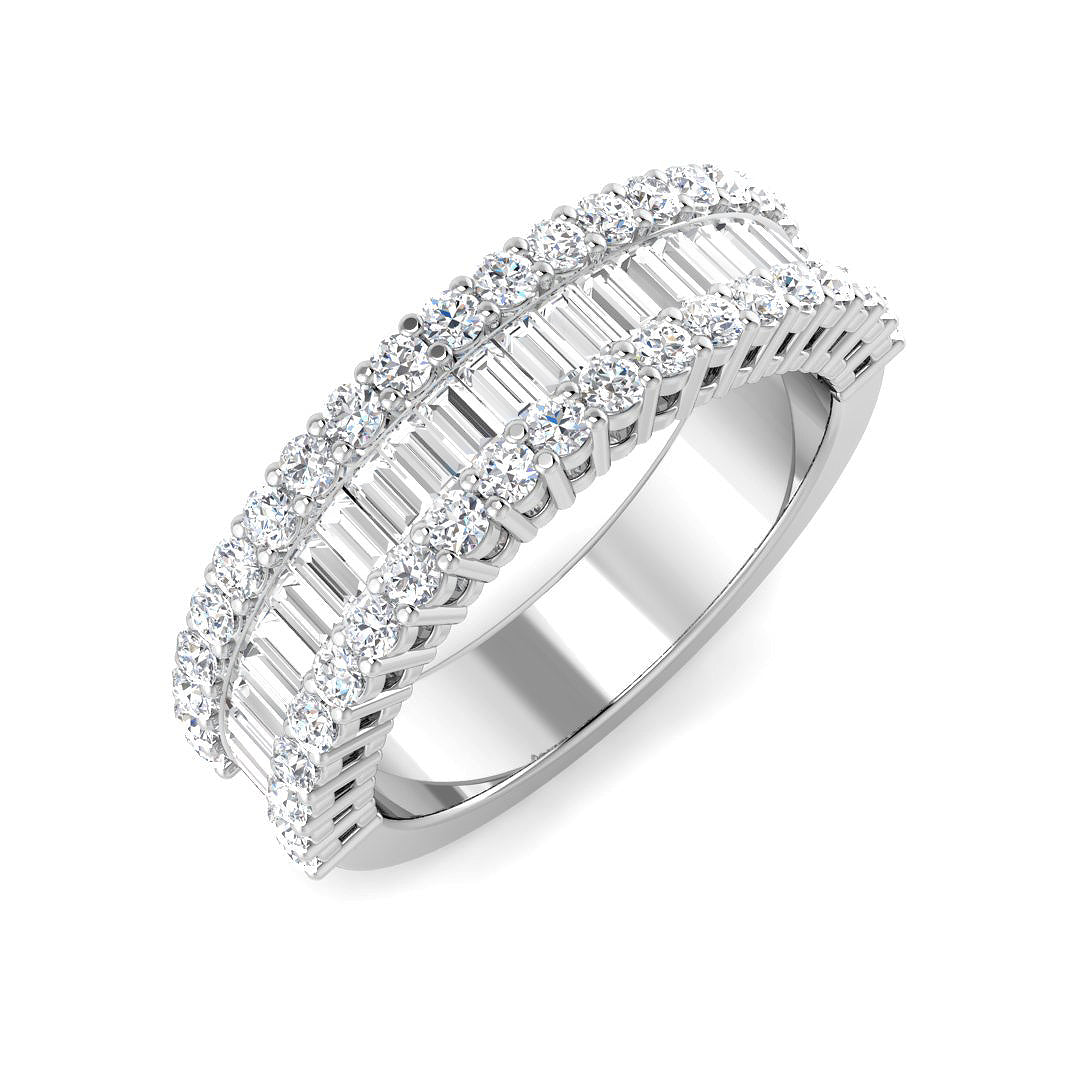 Natural & Lab Diamond Baguette & Round Cut Half Eternity Ring in 10K/14K gold and platinum with certified lab-grown or natural diamonds