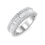 Natural & Lab Diamond Baguette & Round Cut Half Eternity Ring in 10K/14K gold and platinum with certified lab-grown or natural diamonds