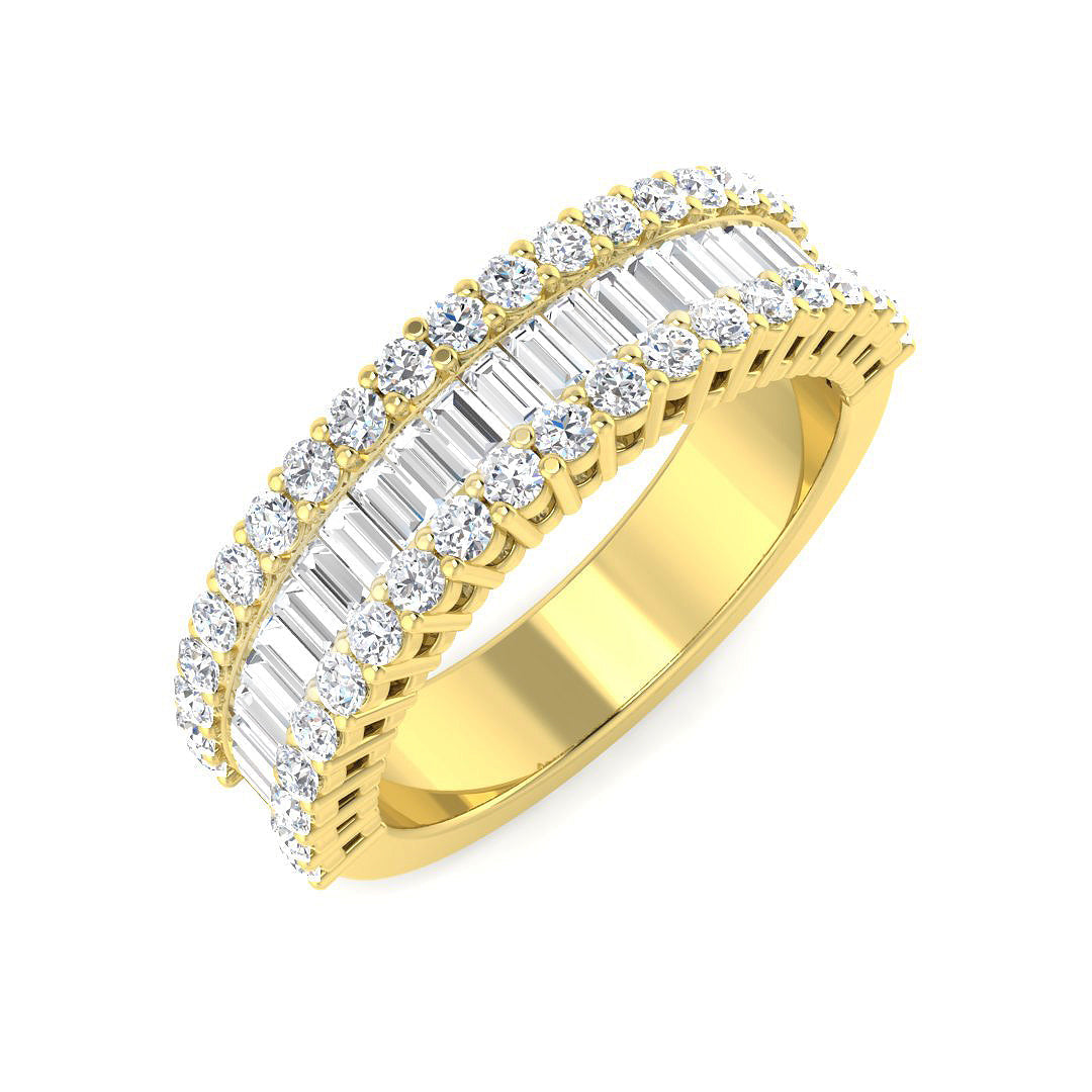 Natural & Lab Diamond Baguette & Round Cut Half Eternity Ring in 10K/14K gold and platinum with certified lab-grown or natural diamonds