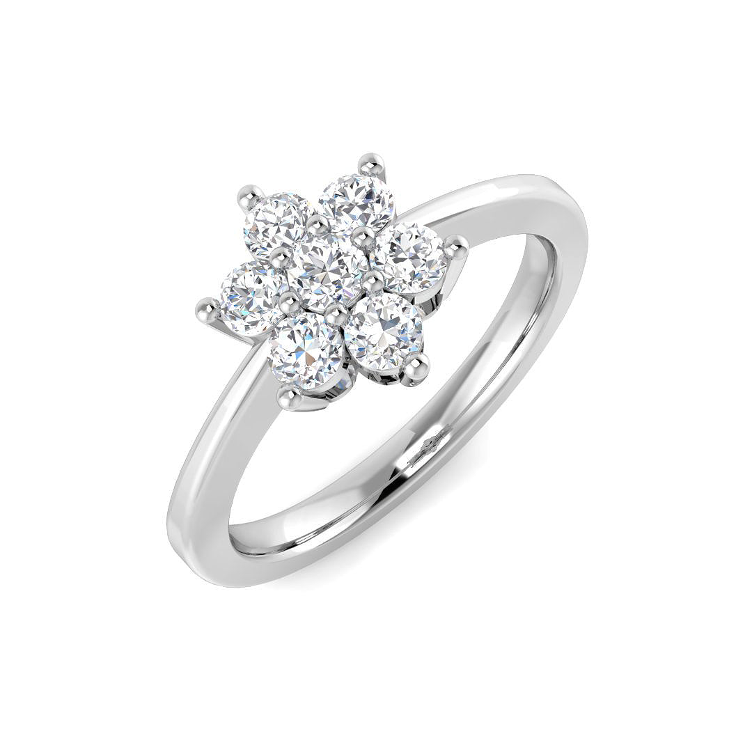 0.50Ct 7 Stone Flower Diamond Ring in 10K/14K gold and platinum with certified lab-grown or natural diamonds