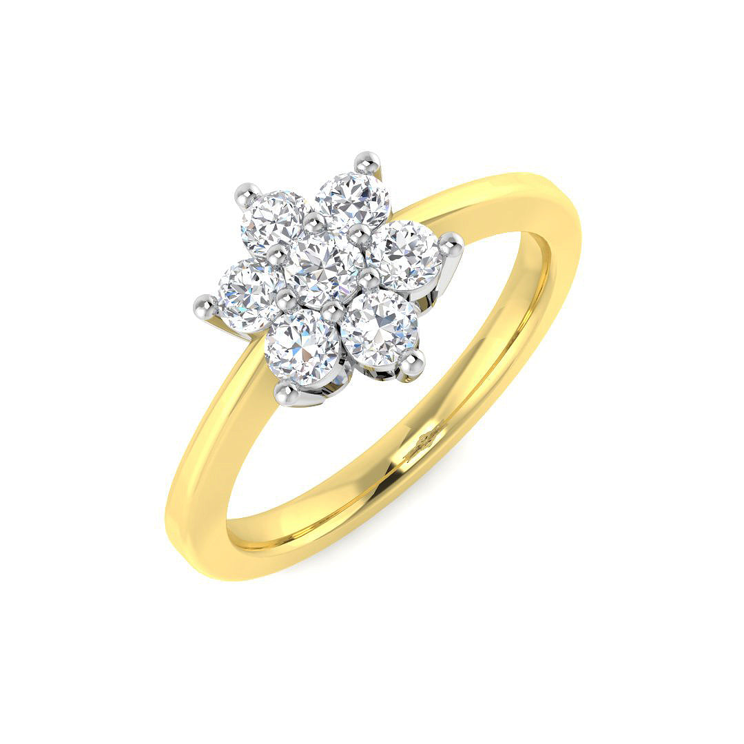 0.50Ct 7 Stone Flower Diamond Ring in 10K/14K gold and platinum with certified lab-grown or natural diamonds