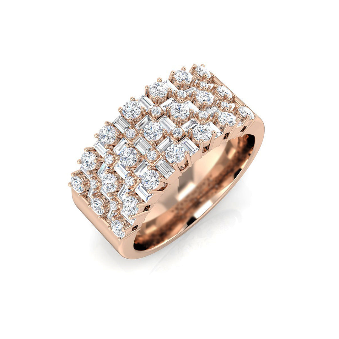 Diamond Baguette & Brilliant Ring in 10K/14K gold and platinum with certified lab-grown or natural diamonds
