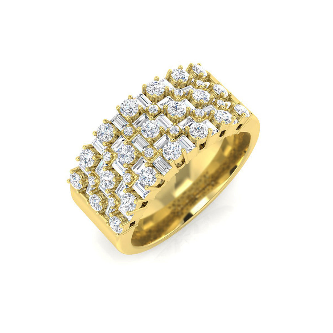Diamond Baguette & Brilliant Ring in 10K/14K gold and platinum with certified lab-grown or natural diamonds