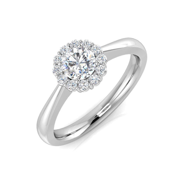 0.50 Carat Diamond Halo Ring UK | 10K & 14K Gold, Platinum