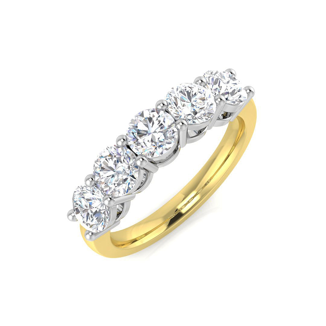 Five-Stone Diamond Eternity Ring in 10K/14K gold and platinum with certified lab-grown or natural diamonds