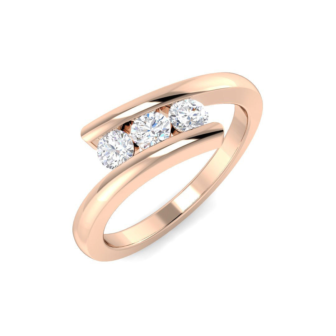 Natural Diamond 3 Stone Ring in 10K/14K gold and platinum with certified lab-grown or natural diamonds