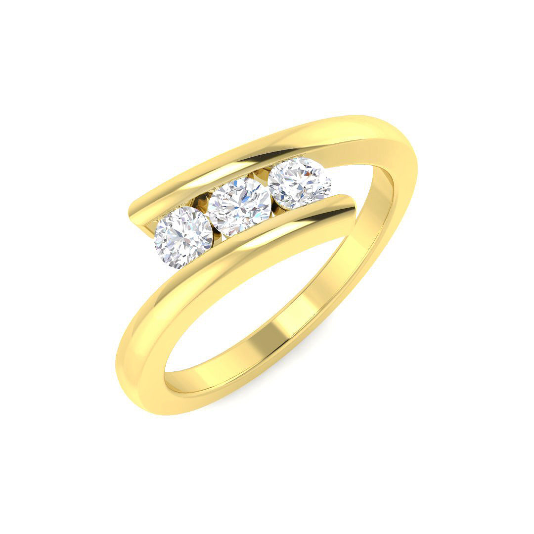 Natural Diamond 3 Stone Ring in 10K/14K gold and platinum with certified lab-grown or natural diamonds