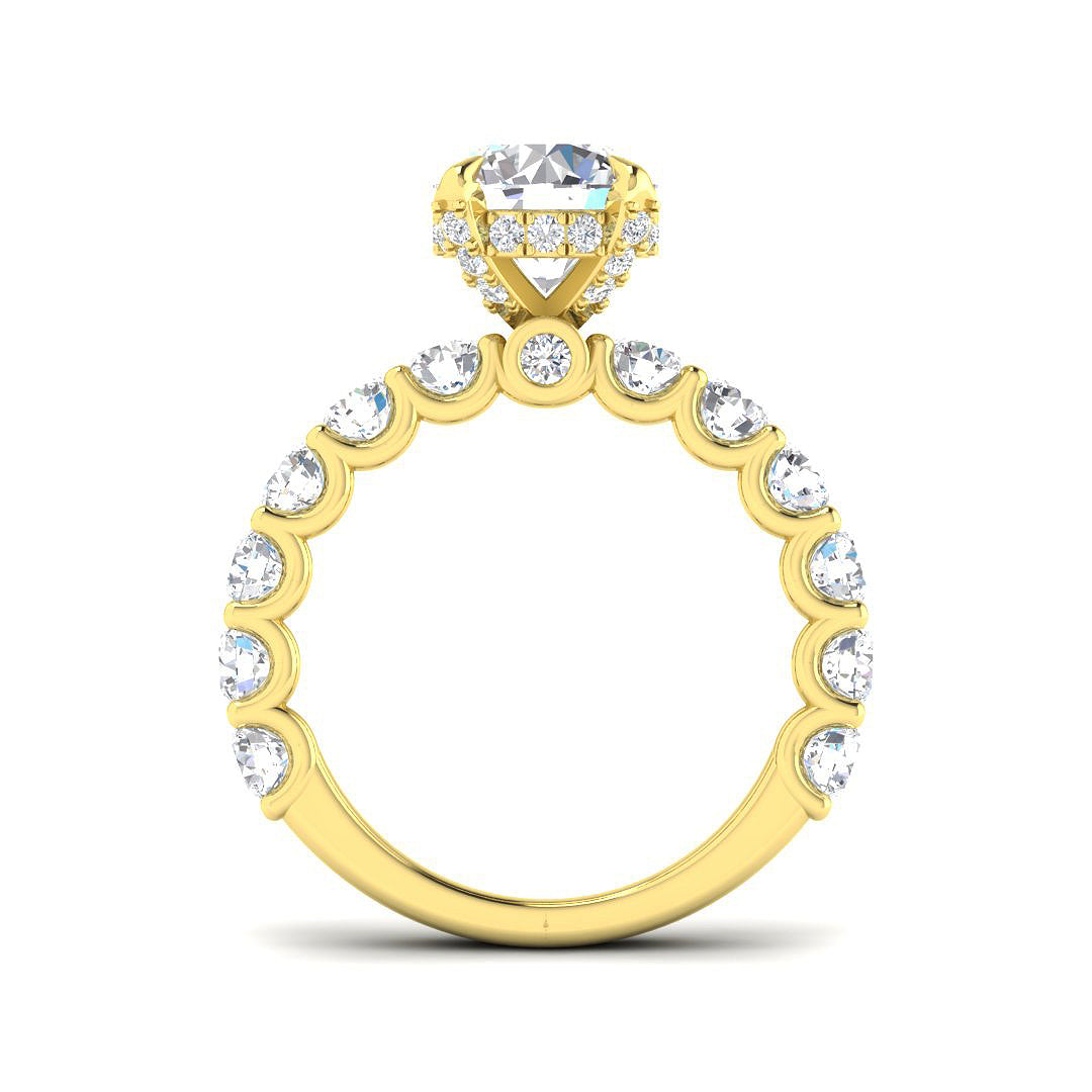 Round Diamond Engagement Ring with Side Stones in 10K/14K gold and platinum with certified lab-grown or natural diamonds