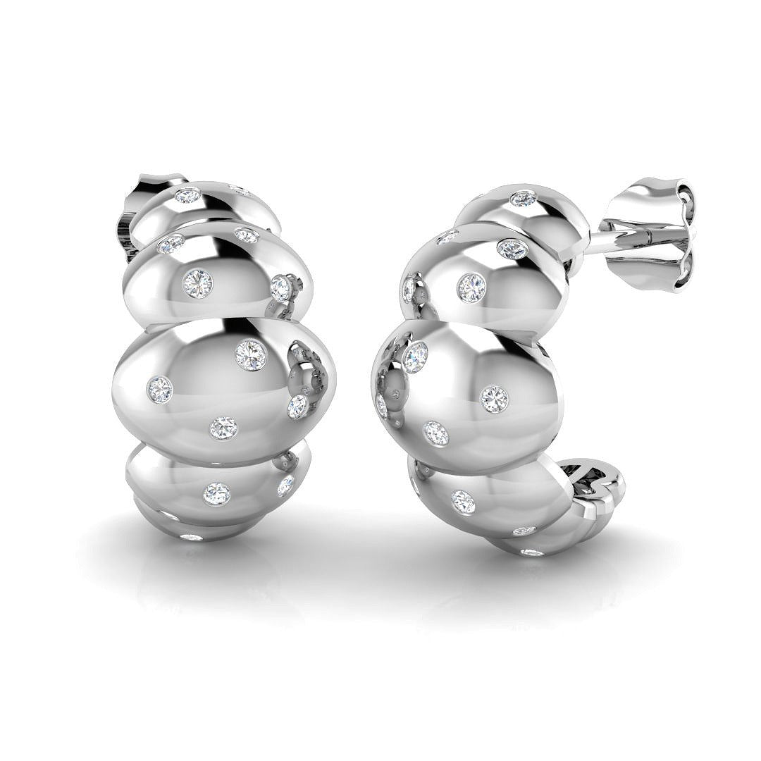 Stunning 0.25Ct Scattered Diamond Bubble Hoop Earrings in in 10K/14K gold and platinum with certified lab-grown or natural diamonds