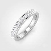 Baguette & Round Cut Half Eternity Ring in 10K/14K gold and platinum with certified lab-grown or natural diamonds