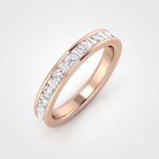 Baguette & Round Cut Half Eternity Ring in 10K/14K gold and platinum with certified lab-grown or natural diamonds