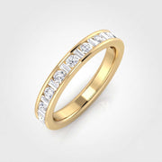 Baguette & Round Cut Half Eternity Ring in 10K/14K gold and platinum with certified lab-grown or natural diamonds