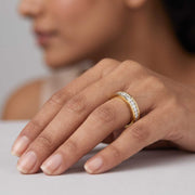 Baguette & Round Cut Half Eternity Ring in 10K/14K gold and platinum with certified lab-grown or natural diamonds