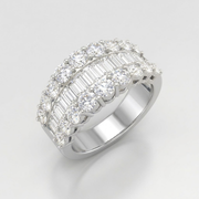 Baguette and Round Brilliant Diamond Platinum Half Eternity Ring in 10K/14K gold and platinum with certified lab-grown or natural diamonds