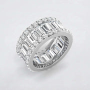 Baguette & Round Diamond Triple Row Eternity Ring in 10K/14K gold and platinum with certified lab-grown or natural diamonds