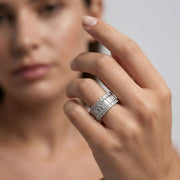 Baguette & Round Diamond Triple Row Eternity Ring in 10K/14K gold and platinum with certified lab-grown or natural diamonds
