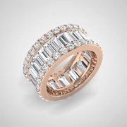 Baguette & Round Diamond Triple Row Eternity Ring in 10K/14K gold and platinum with certified lab-grown or natural diamonds