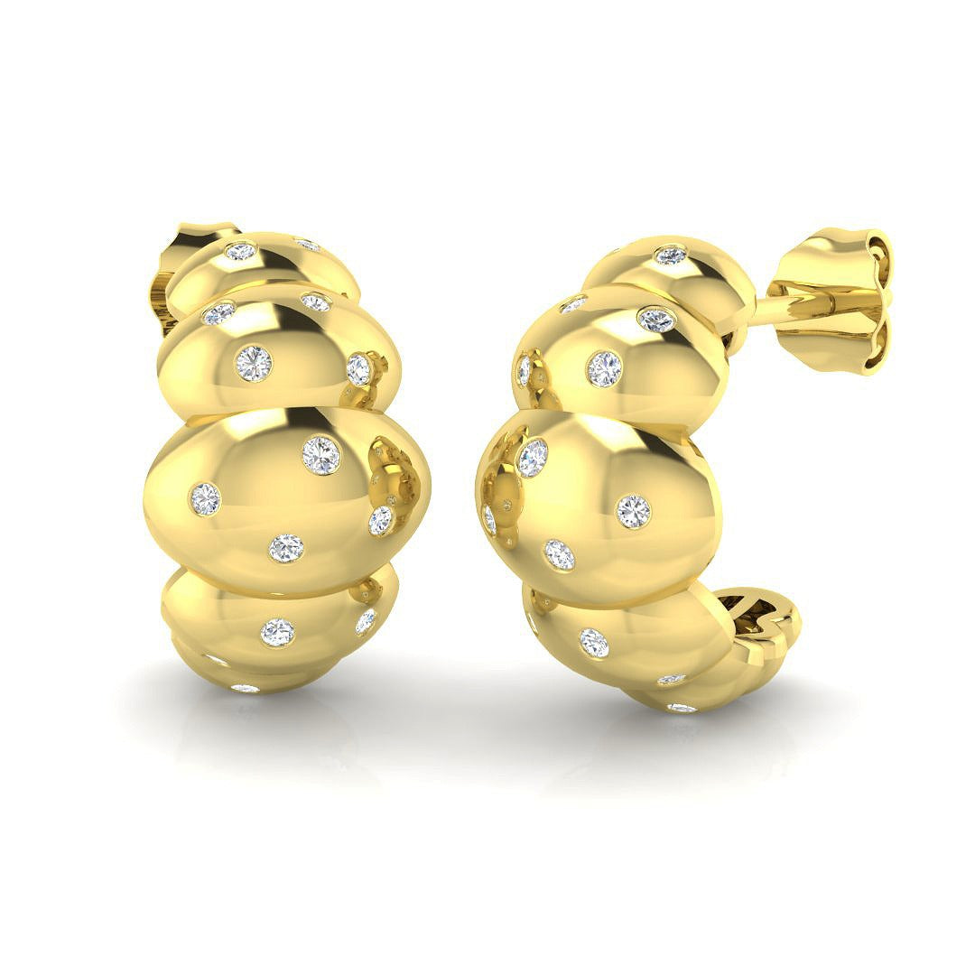 Stunning 0.25Ct Scattered Diamond Bubble Hoop Earrings in in 10K/14K gold and platinum with certified lab-grown or natural diamonds