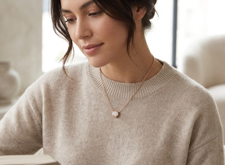 Solitaire Diamond Necklace 0.2ct 0.33ct Gold in 10K/14K gold and platinum with certified lab-grown or natural diamonds