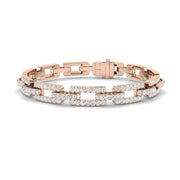 Luxury Natural Round Cut Diamond Paperclip Link Bracelet with Box Clasp in 10K/14K gold and platinum with certified lab-grown or natural diamonds
