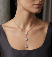 Diamond Pendant with Emerald Cut Diamonds in 10K/14K gold and platinum with certified lab-grown or natural diamonds