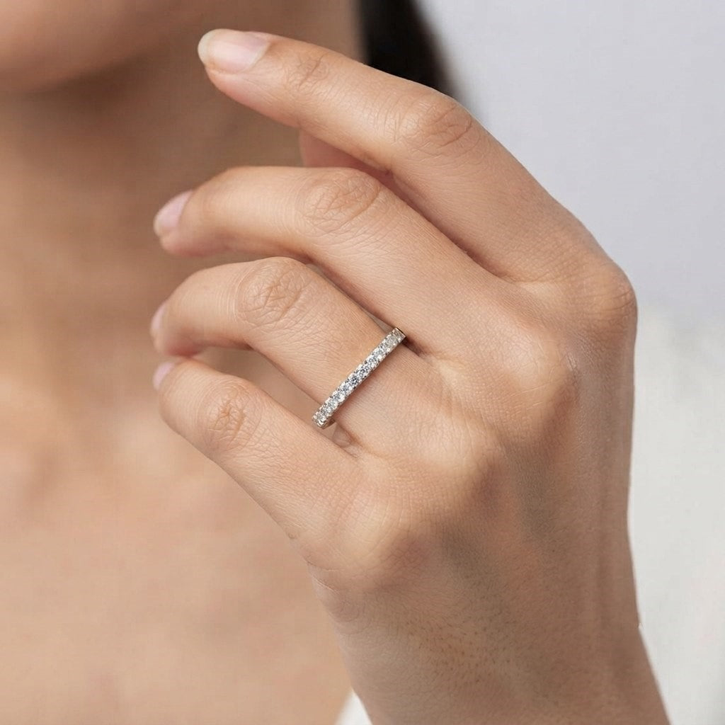 Diamond Half Eternity Ring in 10K/14K gold and platinum with certified lab-grown or natural diamonds