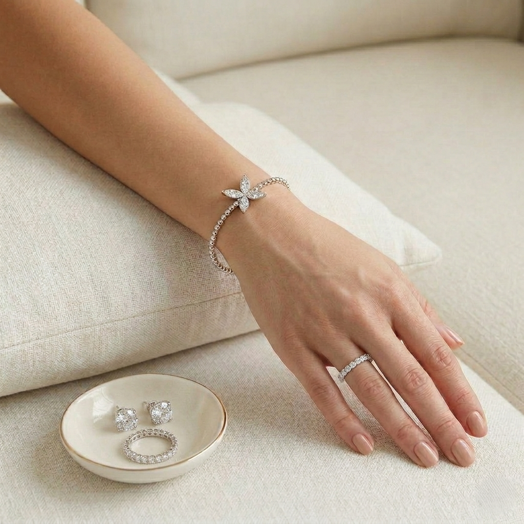 Natural Round Cut Diamond Flower Style Beaded Fancy Bangle in 10K/14K gold and platinum with certified lab-grown or natural diamonds