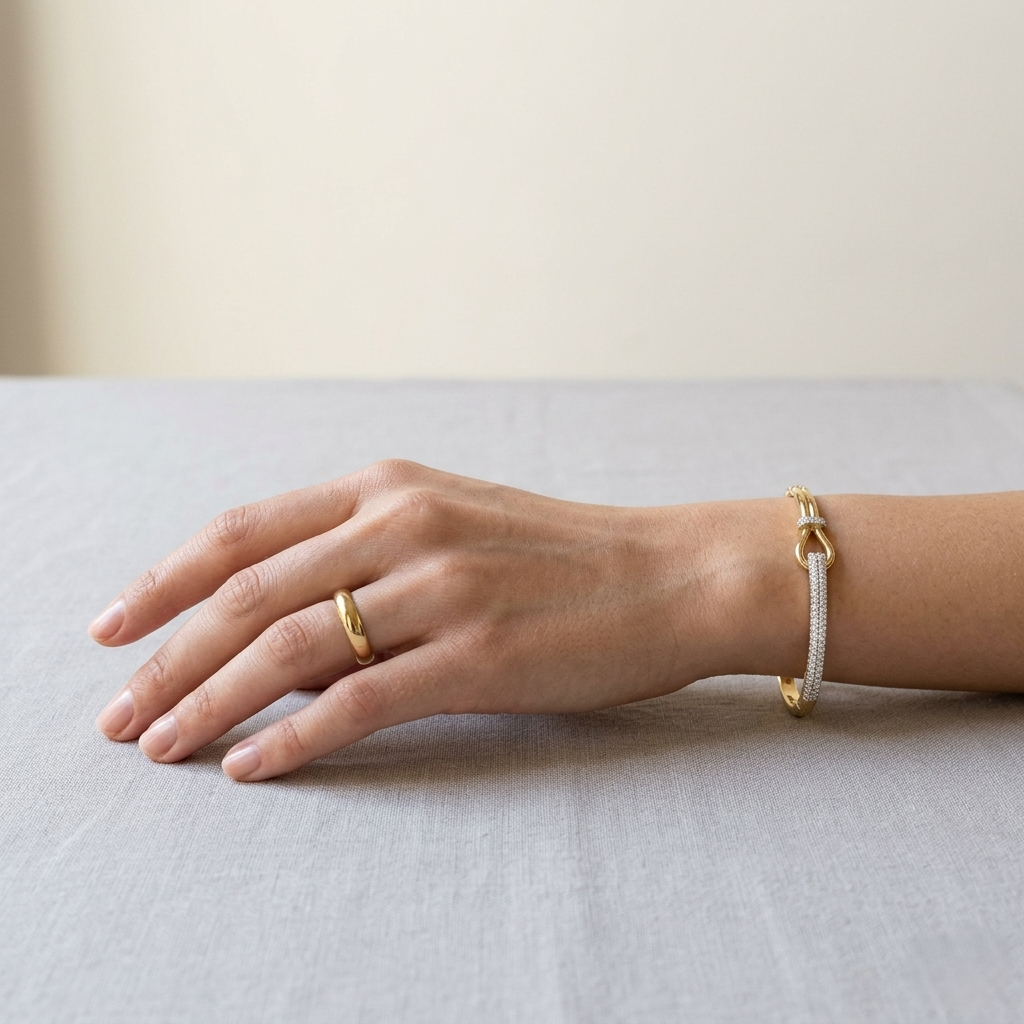 Natural Round Cut Pave Set Knot Design Diamond Bangle with Hinged Lock in 10K/14K gold and platinum with certified lab-grown or natural diamonds