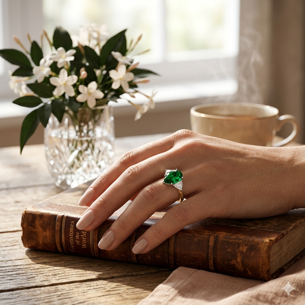 Diamond Bolsover Emerald Ring in 10K/14K gold and platinum with certified lab-grown or natural diamonds