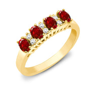 Ruby Diamond Ring in Oval Cut with Round Natural Diamonds in 10K/14K gold and platinum with certified lab-grown or natural diamonds