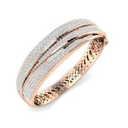 Lab Grown Round Cut Diamond Pave Set Fancy Bangle with Hinged Box Lock in 10K/14K gold and platinum with certified lab-grown or natural diamonds