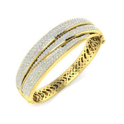 Lab Grown Round Cut Diamond Pave Set Fancy Bangle with Hinged Box Lock in 10K/14K gold and platinum with certified lab-grown or natural diamonds