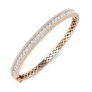 Lab Grown Round Cut Diamond Half Eternity Bangle with Hinged Box Lock in 10K/14K gold and platinum with certified lab-grown or natural diamonds