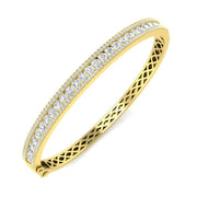 Lab Grown Round Cut Diamond Half Eternity Bangle with Hinged Box Lock in 10K/14K gold and platinum with certified lab-grown or natural diamonds