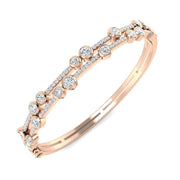 Heavy Platinum Natural Round Cut Diamond Bezel and Pave Double Row Hinged Bangle with Box Clasp in 10K/14K gold and platinum with certified lab-grown or natural diamonds