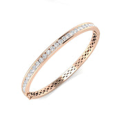Natural Diamond Channel Set Half Eternity Bangle with Hinged Lock in 10K/14K gold and platinum with certified lab-grown or natural diamonds