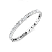 Natural Round Channel Set Diamond Bangle with Hinged Box Clasp in 10K/14K gold and platinum with certified lab-grown or natural diamonds