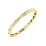 Natural Diamond Channel Set Half Eternity Bangle with Hinged Lock in 10K/14K gold and platinum with certified lab-grown or natural diamonds