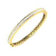 Baguette Cut Lab Grown Diamond Channel Set Eternity Bangle with Lock in 10K/14K gold and platinum with certified lab-grown or natural diamonds