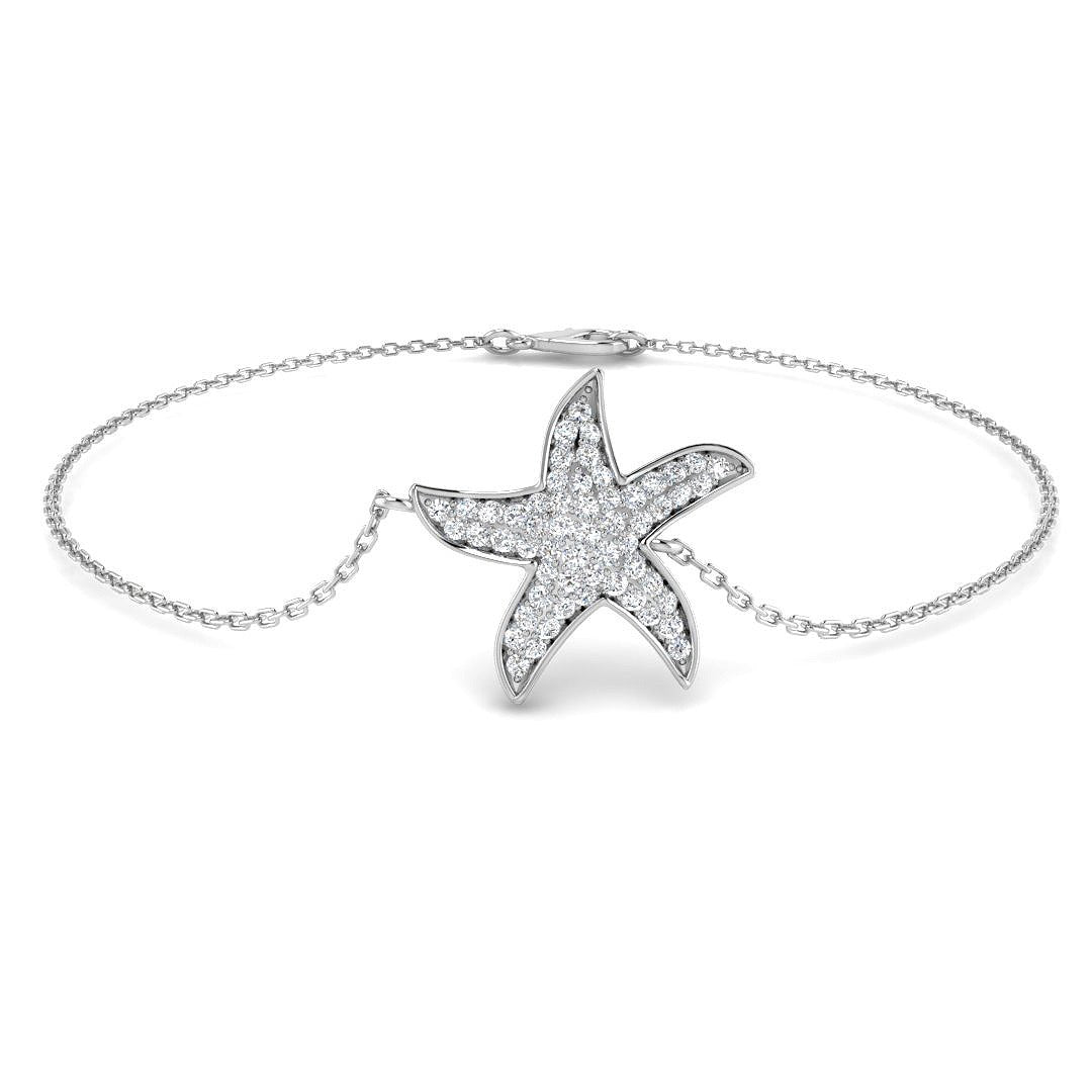 Natural Diamond Starfish Bracelet in 10K/14K gold and platinum with certified lab-grown or natural diamonds