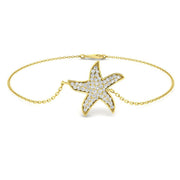 Natural Diamond Starfish Bracelet in 10K/14K gold and platinum with certified lab-grown or natural diamonds