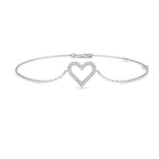 Lab Grown Diamond Pave Heart Bracelet in 10K/14K gold and platinum with certified lab-grown or natural diamonds