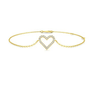 Lab Grown Diamond Pave Heart Bracelet in 10K/14K gold and platinum with certified lab-grown or natural diamonds