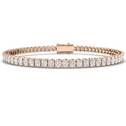 Round Lab Grown Diamond Tennis Bracelet in Semi Bezel Set with Secure Box Clasp in 10K/14K gold and platinum with certified lab-grown or natural diamonds