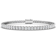 Round Lab Grown Diamond Tennis Bracelet in Semi Bezel Set with Secure Box Clasp in 10K/14K gold and platinum with certified lab-grown or natural diamonds