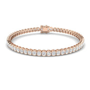 Round Lab Grown Diamond Tennis Bracelet in Semi Bezel Set with Secure Box Clasp in 10K/14K gold and platinum with certified lab-grown or natural diamonds