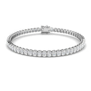 Round Lab Grown Diamond Tennis Bracelet in Semi Bezel Set with Secure Box Clasp in 10K/14K gold and platinum with certified lab-grown or natural diamonds